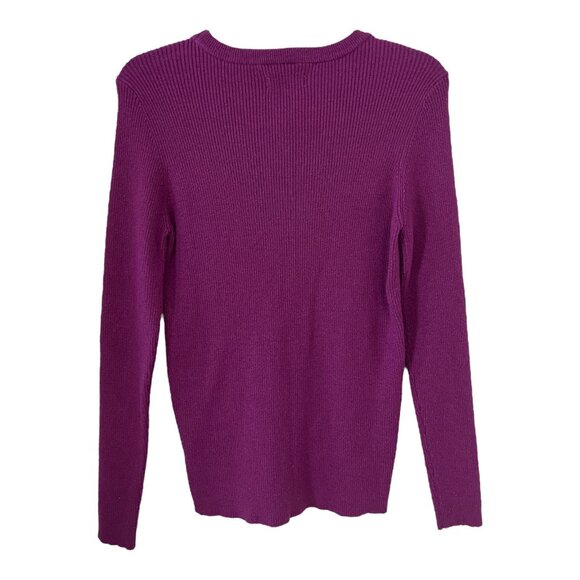 Nine West Women’s XL Ribbed Sweater Purple Metallic Blend Long Sleeve Pullover | - Picture 4 of 4